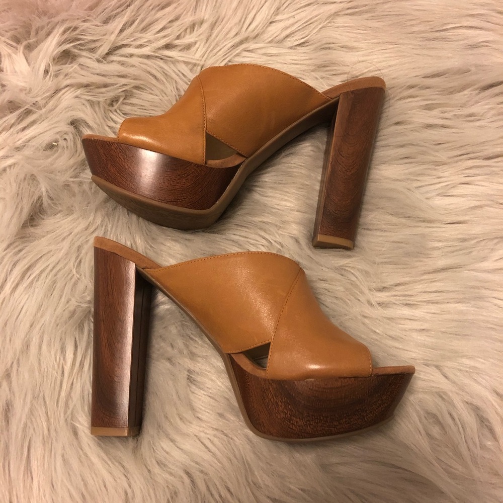 Cognac Platform Heels